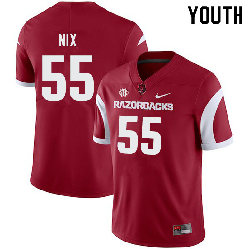 Youth #55 Austin Nix Arkansas Razorbacks College Football Jerseys-Cardinal - Click Image to Close